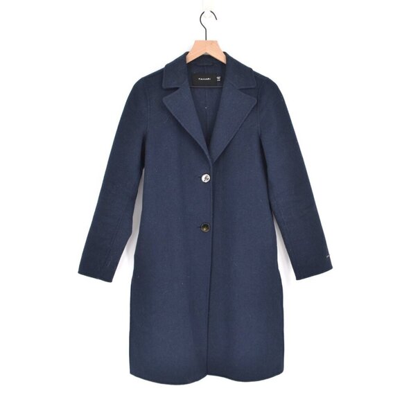 Tahari Double Face Wool Blend Two Button Coat Single Breasted in Navy Women's S - Picture 1 of 5